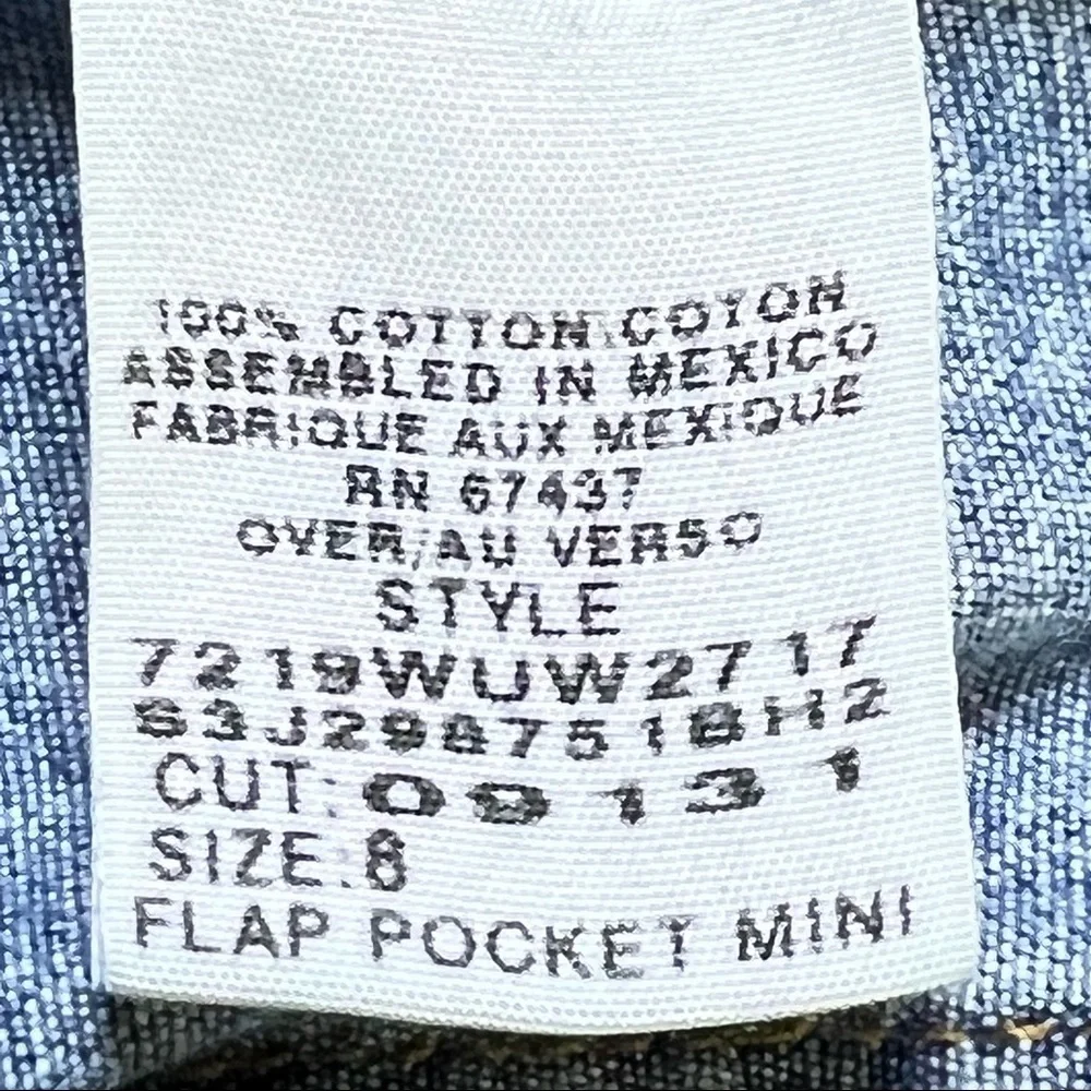 Ralph Lauren Polo Jeans Co. Flap Pocket Denim Fly Front Mini Skirt Size 8